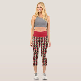 Variegiertes Poinsettia-Muster Capri Leggings