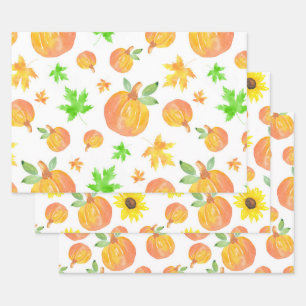 Variety Watercolor Pumpkin Patterns Geschenkpapier Set