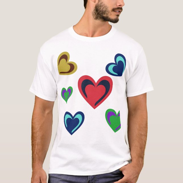 Variierte Minimalistische Herzen T-Shirt (Vorderseite)