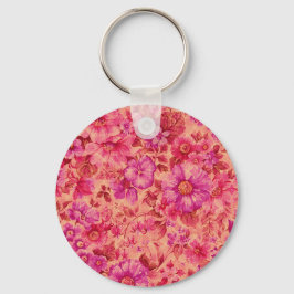 Various Blooming Flowers in Warm Pink and Purple Schlüsselanhänger