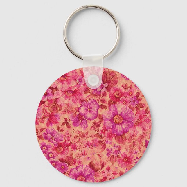 Various Blooming Flowers in Warm Pink and Purple Schlüsselanhänger (Vorderseite)