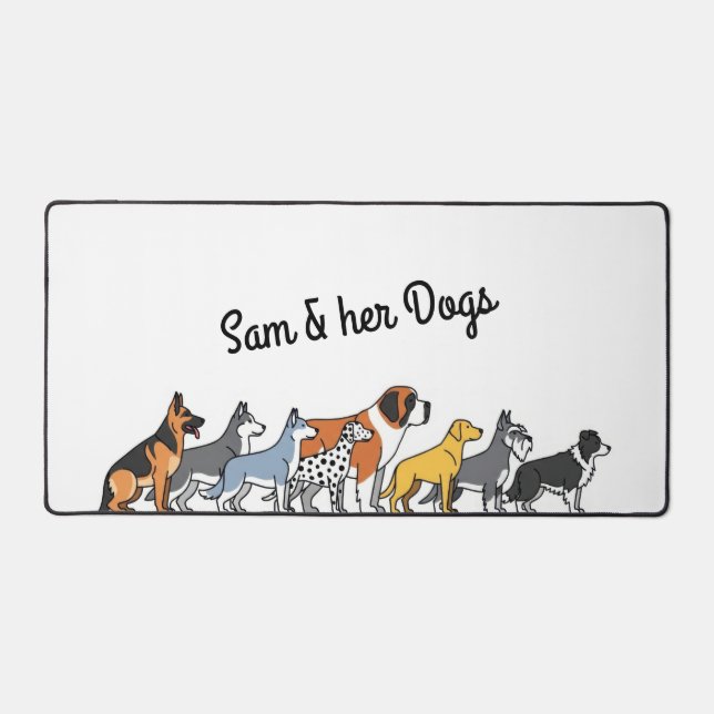 Various Dog Breeds in a Row Schreibtischunterlage (Vorderseite)
