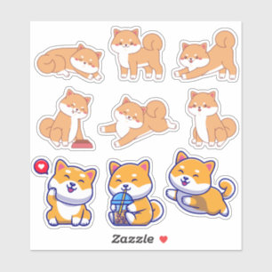 Various Kawaii Shiba Inu Aufkleber