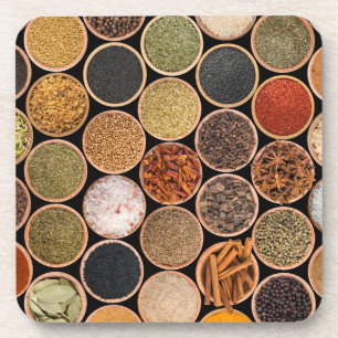 Various spices and food ingredients getränkeuntersetzer
