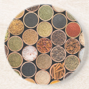 Various spices and food ingredients getränkeuntersetzer
