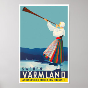 Varmland Schweden Jahrgang Reise Poster
