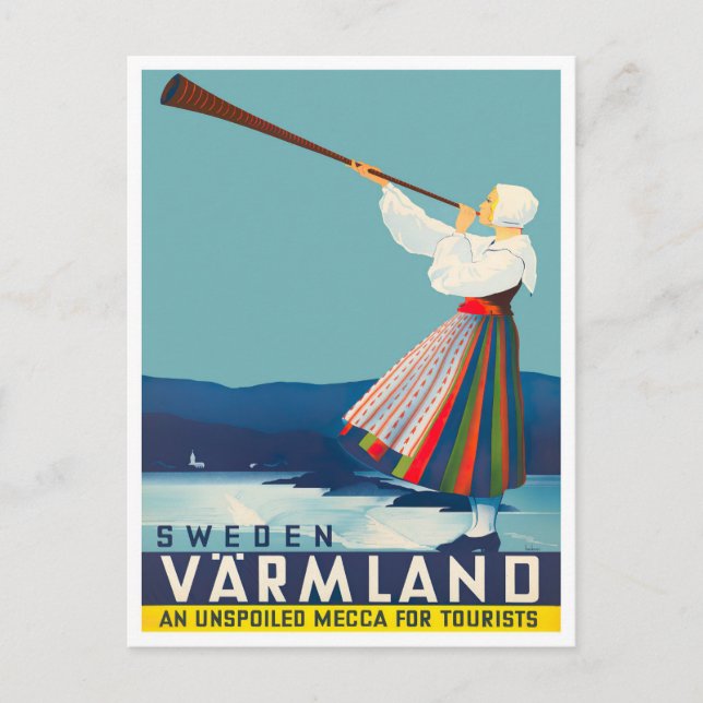 Varmland Schweden Jahrgang Reise Postkarte (Vorderseite)