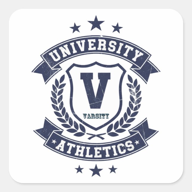 Varsity Athletics – College Sports Pride Quadratischer Aufkleber (Vorderseite)
