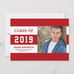 Varsity, der gestreifte Absolvent-Foto-Mitteilung Ankündigung