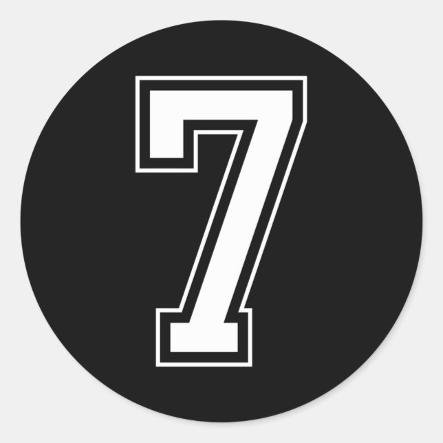 Varsity Jersey Nummer 7 Runder Aufkleber (Vorderseite)