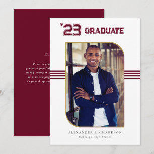 Varsity Letterman   Red & Gold Abschluss Foto Ankündigung