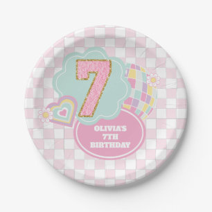 Varsity-Prep-Acryl-Patch 7. Geburtstag Pappteller