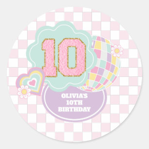 Varsity-preppy-pastell-fleck 10. Geburtstag Runder Aufkleber