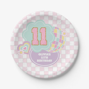Varsity preppy Pastell-Patch 11. Geburtstag Pappteller