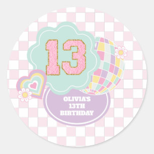 Varsity preppy Pastell-Patch 13. Geburtstag Runder Aufkleber