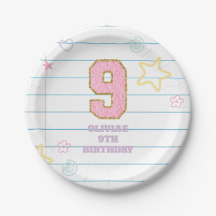 Varsity preppy Pastell Patch Notizbuch 9. Geburtst Pappteller