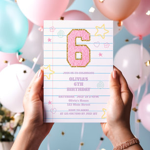 Varsity-Preppy-Pastell-Patch-Notizbuch Geburtstag Einladung