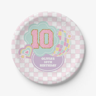 Varsity preppy pastellpflaster 10. Geburtstag Pappteller