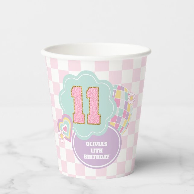 Varsity preppy pastellpflaster 11. Geburtstag Pappbecher (Vorderseite)
