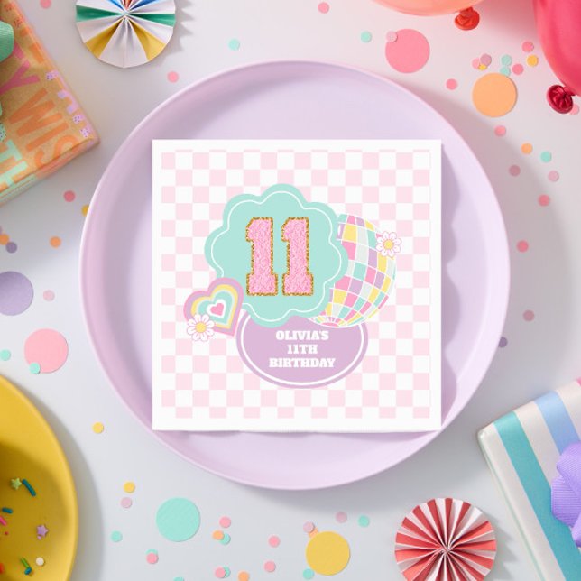 Varsity preppy pastellpflaster 11. Geburtstag Serviette (Von Creator hochgeladen)