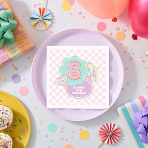 Varsity preppy pastellpflaster 6. Geburtstag Serviette