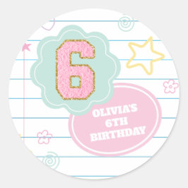 Varsity preppy pastellpflaster notebook 6. Geburts Runder Aufkleber