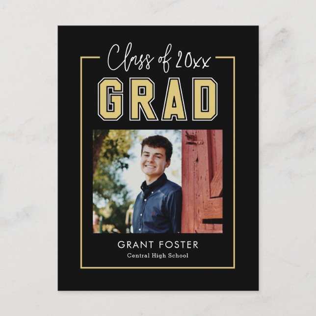 Varsity Pride Editable Color Abschluss Postcard Postkarte (Vorderseite)