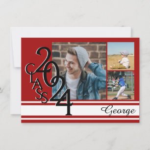 Varsity Red 2024 Abschluss Tri Foto Einladung