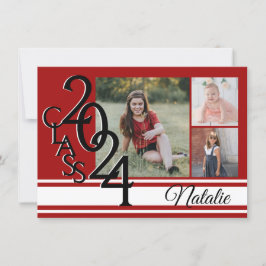 Varsity Red 2024 Abschluss Tri Foto Einladung