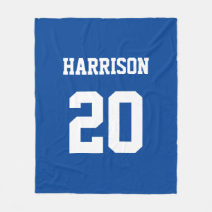 Varsity sports blue white individuelle Name number Fleecedecke