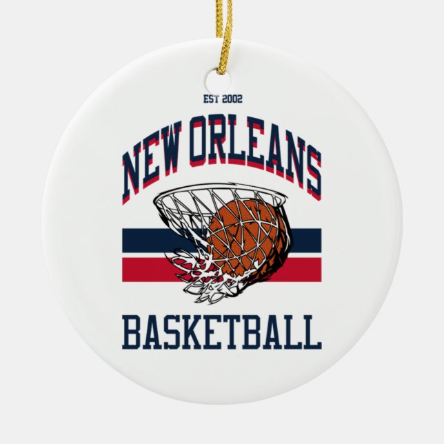 Varsity Style New Orleans Basketball Keramik Ornament (Vorne)