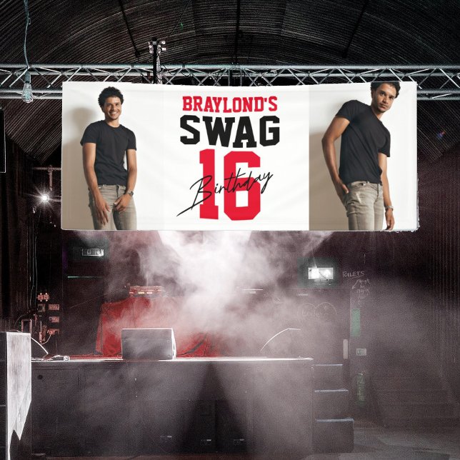 Varsity Style Red Swag 16 Geburtstag Banner (Von Creator hochgeladen)