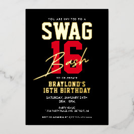 Varsity Style Swag 16 Geburtstag Folieneinladung