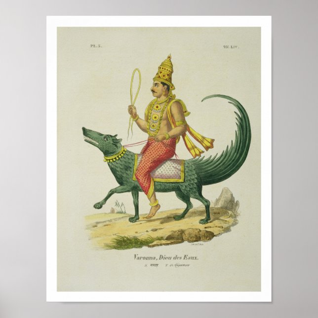 Varuna, Gott der Ozeane, graviert von Charles Eti Poster (Vorne)