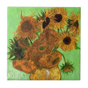 Vas mit zwölf Sonnenblumen von Vincent van Gogh Fliese