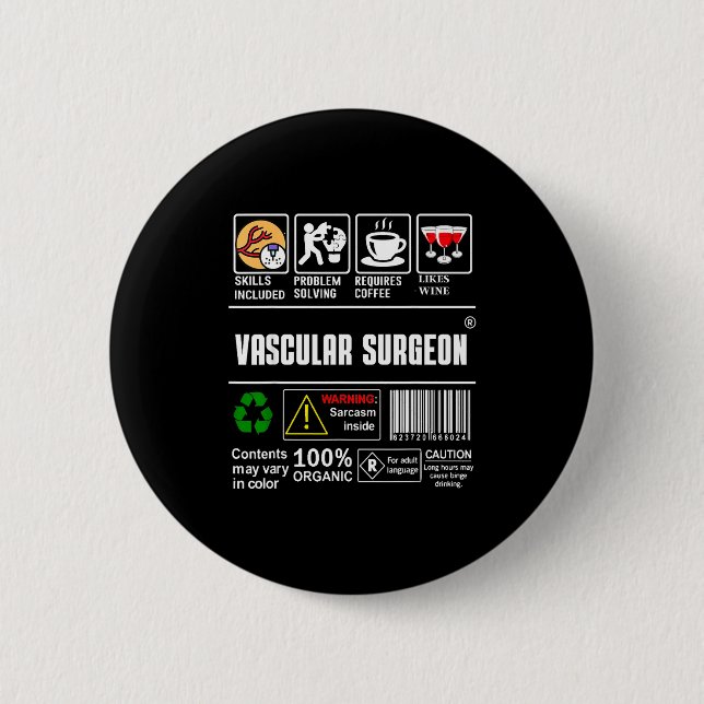 Vascular Surgeon Doctor Job Label Sarcasm Skills C Button (Vorderseite)