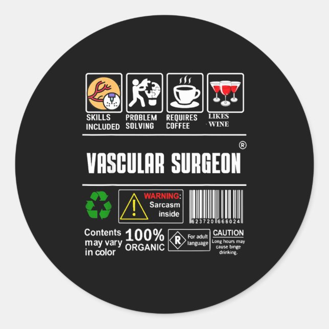 Vascular Surgeon Doctor Job Label Sarcasm Skills C Runder Aufkleber (Vorderseite)