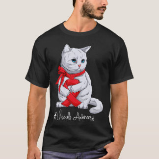 Vasculitis-Bewusstseinsmonat rotes Band Katze lust T-Shirt