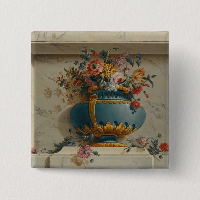 Vase Blumen in einer Nische Button (Vorderseite)