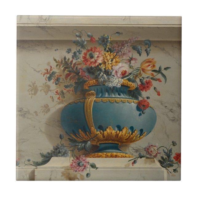 Vase Blumen in einer Nische Fliese (Vorderseite)