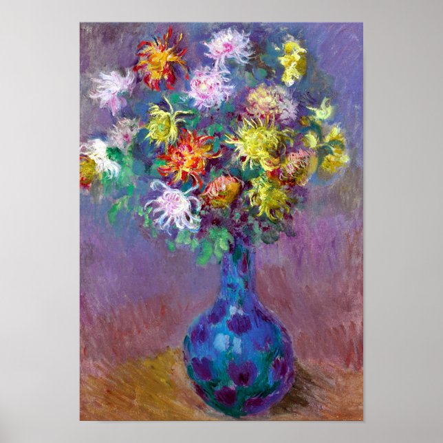 Vase Chrysanthemum Blume, Claude Monet Art Poster (Vorne)