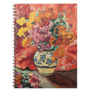 Vase de Fleurs à la Draperie Rouge   Louis Valtat Notizblock
