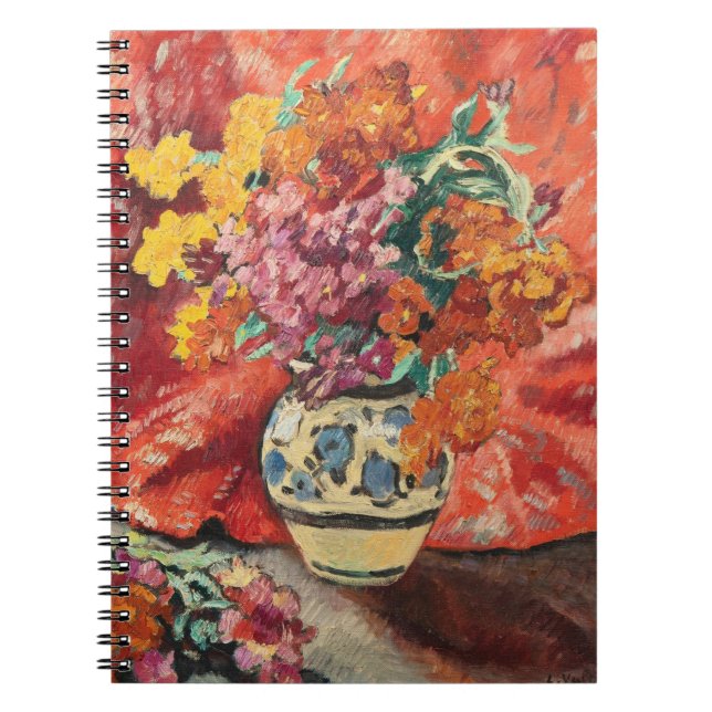 Vase de Fleurs à la Draperie Rouge | Louis Valtat Notizblock (Vorderseite)