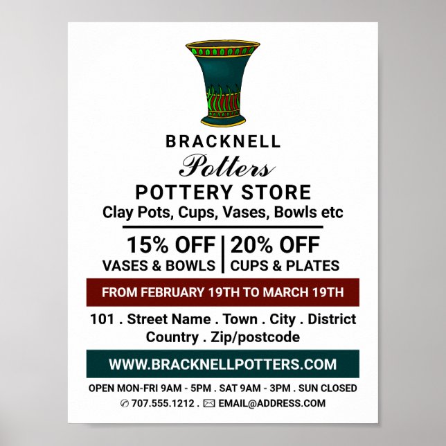 Vase dekorieren, Keramik lagern, Potter-Werbung Poster (Vorne)
