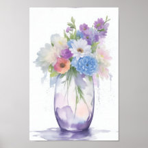 Vase der Aquarellfarben Blume Pastellfarbe