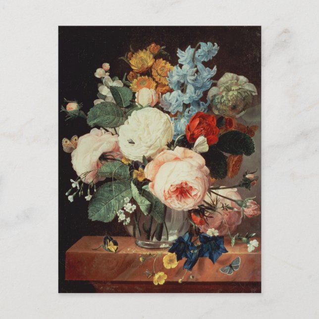 Vase der Blume auf einer Marmorplatte Postkarte (Vorderseite)