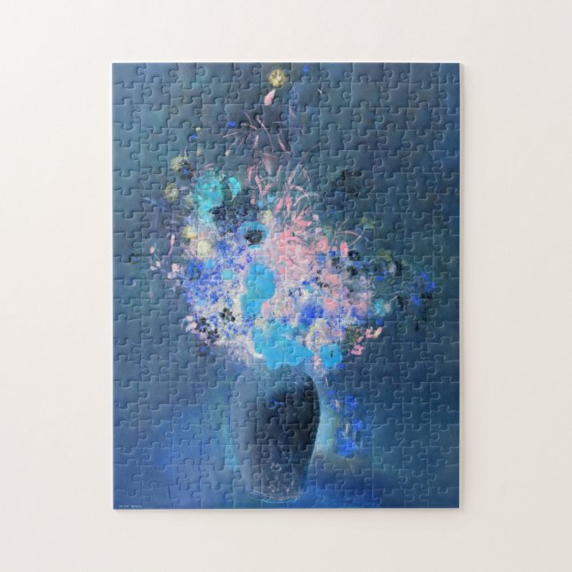 Vase der Blume (Blauer Rendering), Odilon Redon Puzzle (Vertikal)