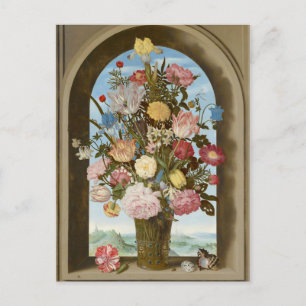 Vase der Blume in einem Fenster, c.1618 Postkarte
