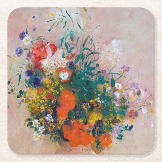 Vase der Blume, Redon Rechteckiger Pappuntersetzer (Vorderseite)