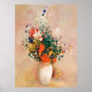 Vase der Blume (rosa Hintergrund) (1906) von Odilo Poster
